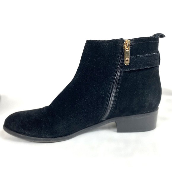 Tommy Hilfiger Women’s Bootie Black Size 10M Suede Boots Chelsea Gold Hardware - Picture 5 of 16